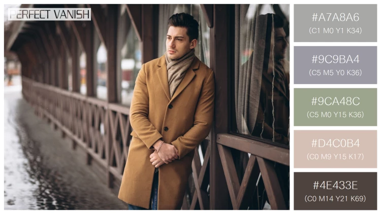 スタイリッシュな男性モデルの無料配色パターン 5色 フリー man coat outside