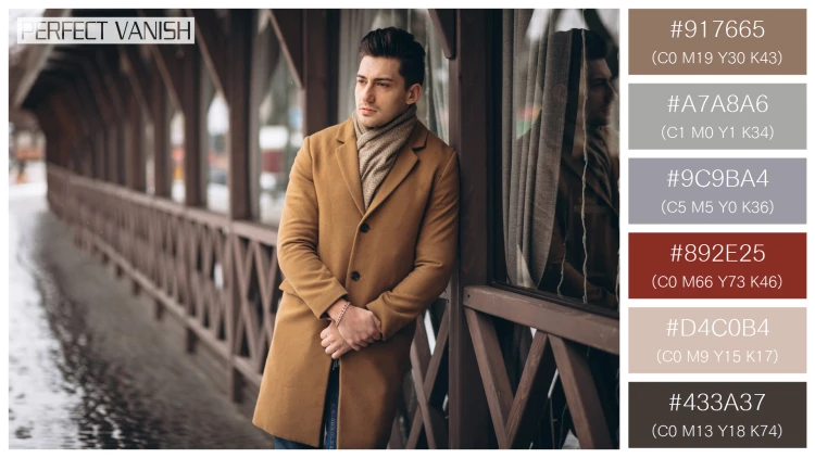 スタイリッシュな男性モデルの無料配色パターン 6色 フリー man coat outside