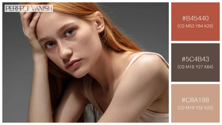 ファッショナブルな女性モデルの無料配色パターン 3色 フリー beautiful redhead woman