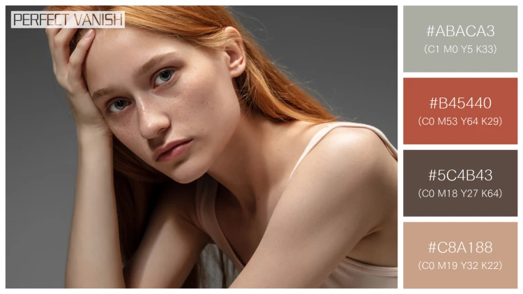ファッショナブルな女性モデルの無料配色パターン 4色 フリー beautiful redhead woman