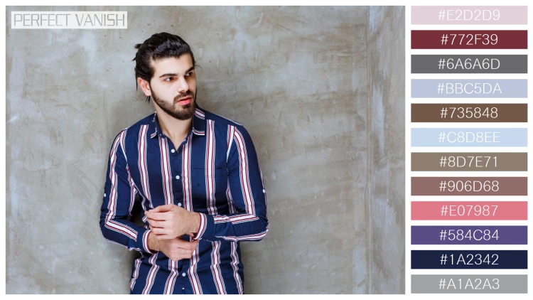 スタイリッシュな男性モデルの無料配色パターン 12色 フリー man striped shirt