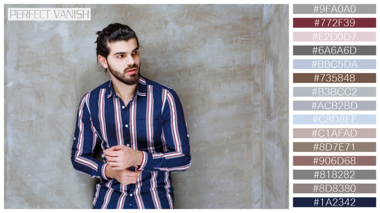 スタイリッシュな男性モデルの無料配色パターン 15色 フリー man striped shirt