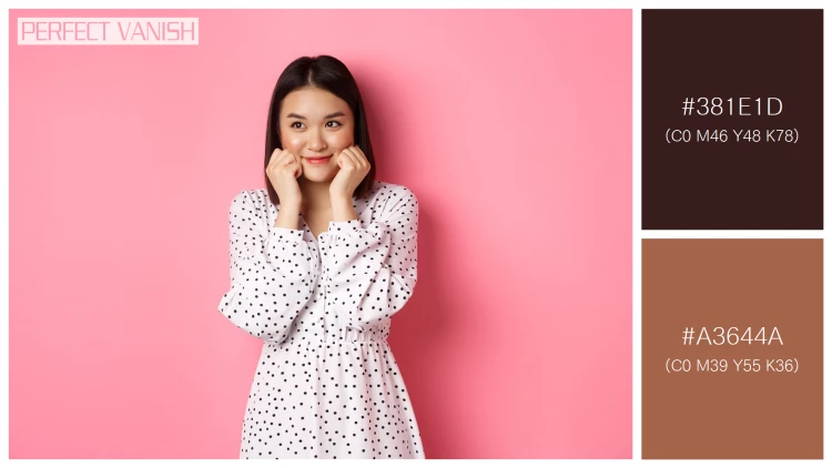 ファッショナブルな女性モデルの無料配色パターン 2色 フリー cute shy asian