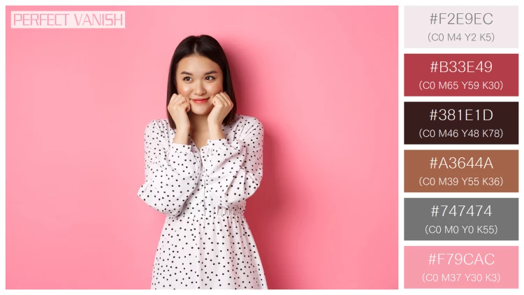 ファッショナブルな女性モデルの無料配色パターン 6色 フリー cute shy asian