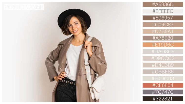 ファッショナブルな女性モデルの無料配色パターン 15色 フリー stylish woman leather