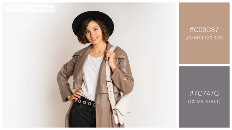 ファッショナブルな女性モデルの無料配色パターン 2色 フリー stylish woman leather