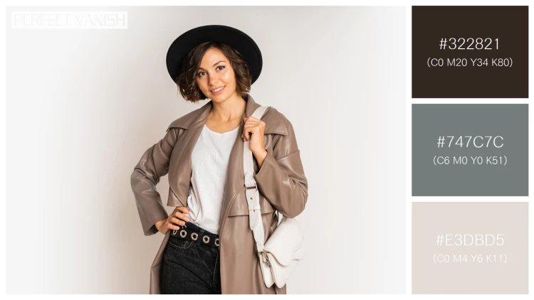 ファッショナブルな女性モデルの無料配色パターン 3色 フリー stylish woman leather