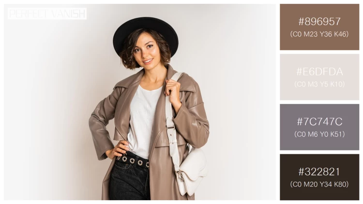ファッショナブルな女性モデルの無料配色パターン 4色 フリー stylish woman leather