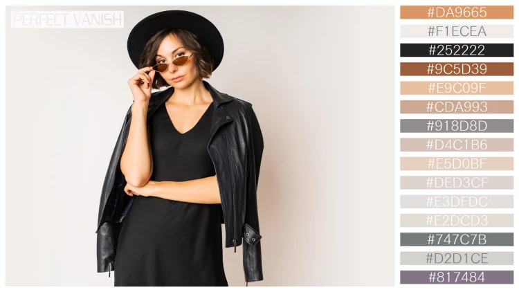 ファッショナブルな女性モデルの無料配色パターン 15色 フリー fashionable model black