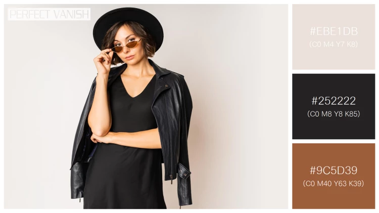 ファッショナブルな女性モデルの無料配色パターン 3色 フリー fashionable model black