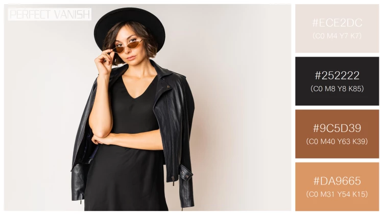 ファッショナブルな女性モデルの無料配色パターン 4色 フリー fashionable model black