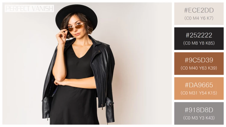 ファッショナブルな女性モデルの無料配色パターン 5色 フリー fashionable model black