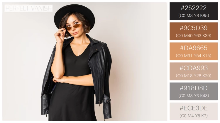 ファッショナブルな女性モデルの無料配色パターン 6色 フリー fashionable model black