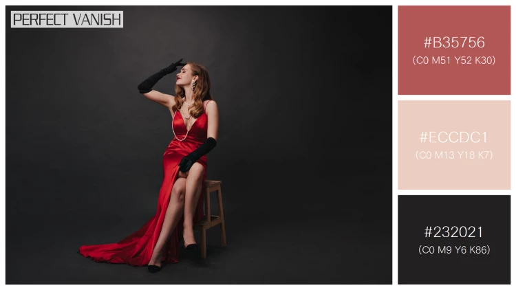 ファッショナブルな女性モデルの無料配色パターン 3色 フリー hollywood celebrity red