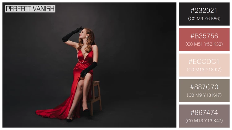 ファッショナブルな女性モデルの無料配色パターン 5色 フリー hollywood celebrity red