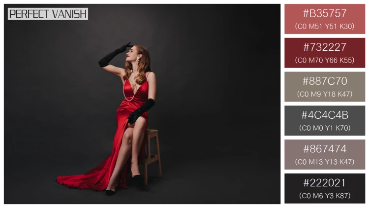 ファッショナブルな女性モデルの無料配色パターン 6色 フリー hollywood celebrity red