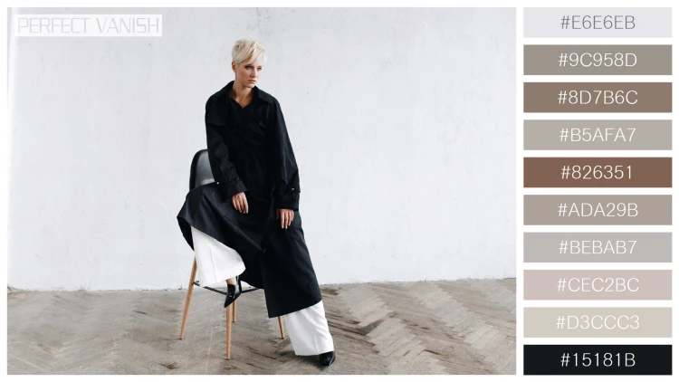 ファッショナブルな女性モデルの無料配色パターン 10色 フリー model black coat