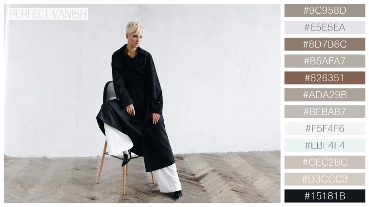 ファッショナブルな女性モデルの無料配色パターン 12色 フリー model black coat