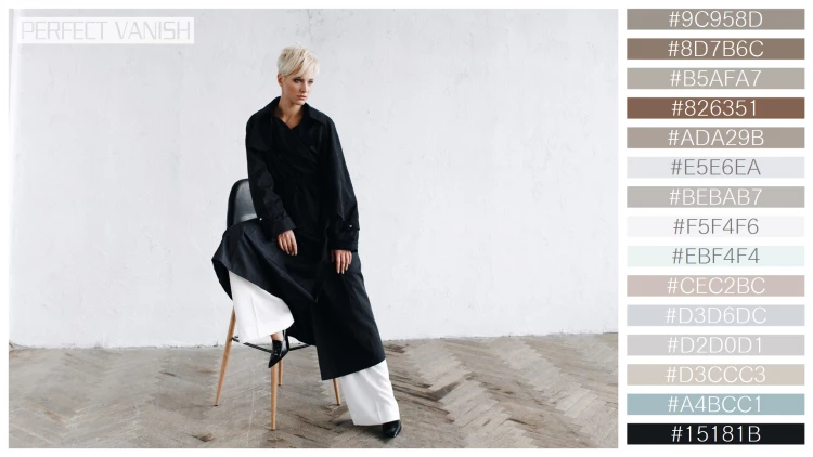 ファッショナブルな女性モデルの無料配色パターン 15色 フリー model black coat