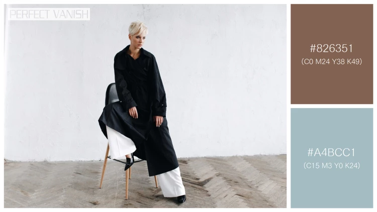 ファッショナブルな女性モデルの無料配色パターン 2色 フリー model black coat