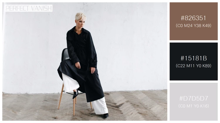 ファッショナブルな女性モデルの無料配色パターン 3色 フリー model black coat