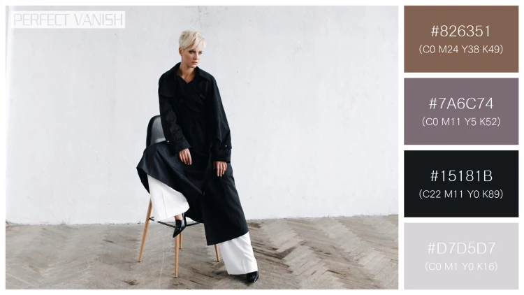 ファッショナブルな女性モデルの無料配色パターン 4色 フリー model black coat