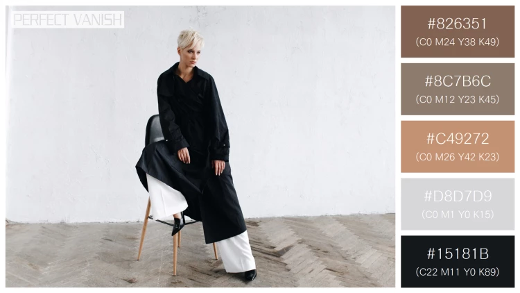 ファッショナブルな女性モデルの無料配色パターン 5色 フリー model black coat