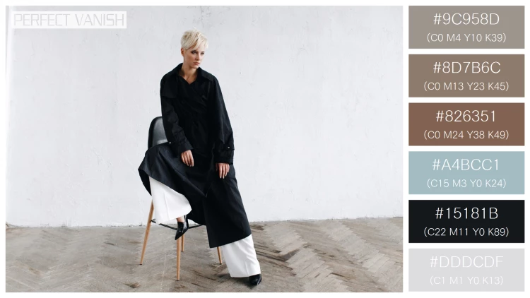 ファッショナブルな女性モデルの無料配色パターン 6色 フリー model black coat