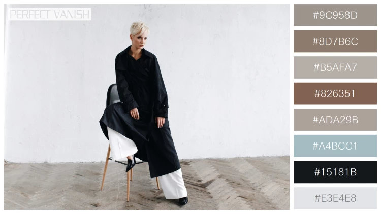 ファッショナブルな女性モデルの無料配色パターン 8色 フリー model black coat