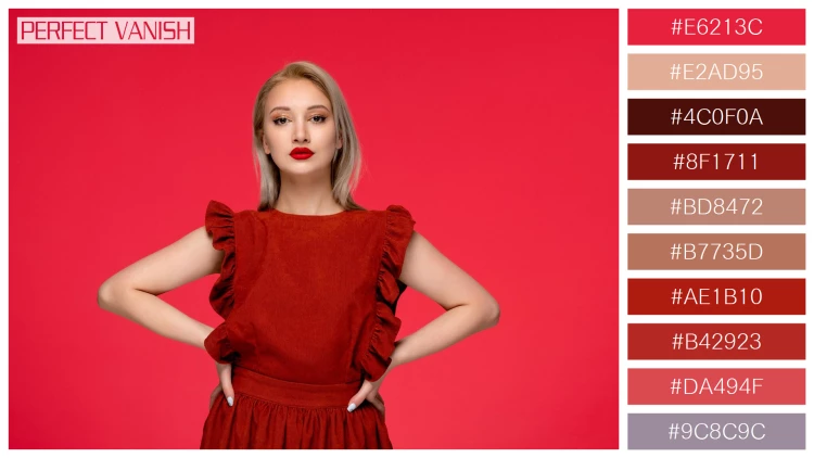 ファッショナブルな女性モデルの無料配色パターン 10色 フリー red dress elegant