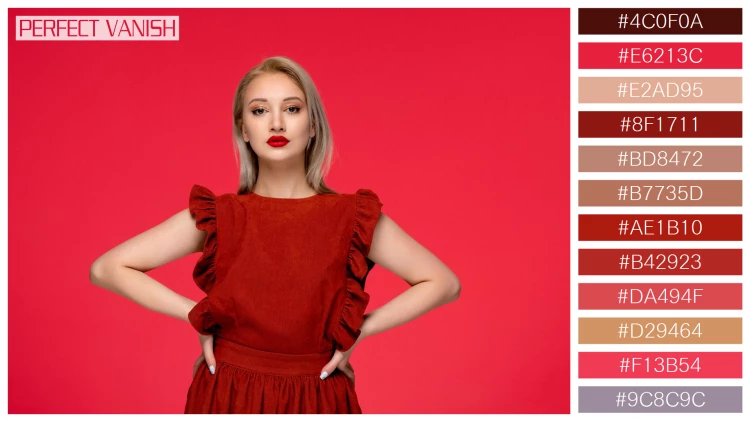 ファッショナブルな女性モデルの無料配色パターン 12色 フリー red dress elegant