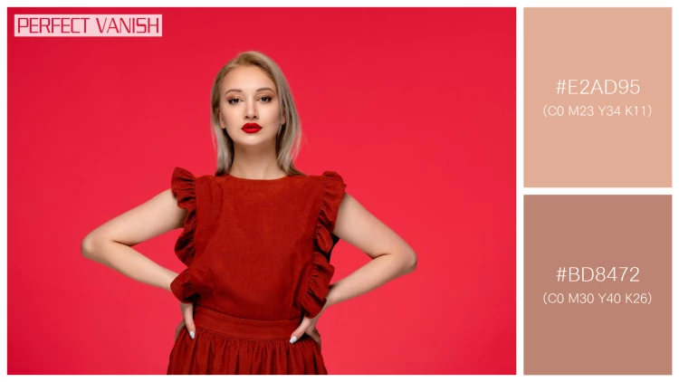 ファッショナブルな女性モデルの無料配色パターン 2色 フリー red dress elegant