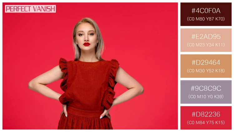 ファッショナブルな女性モデルの無料配色パターン 5色 フリー red dress elegant