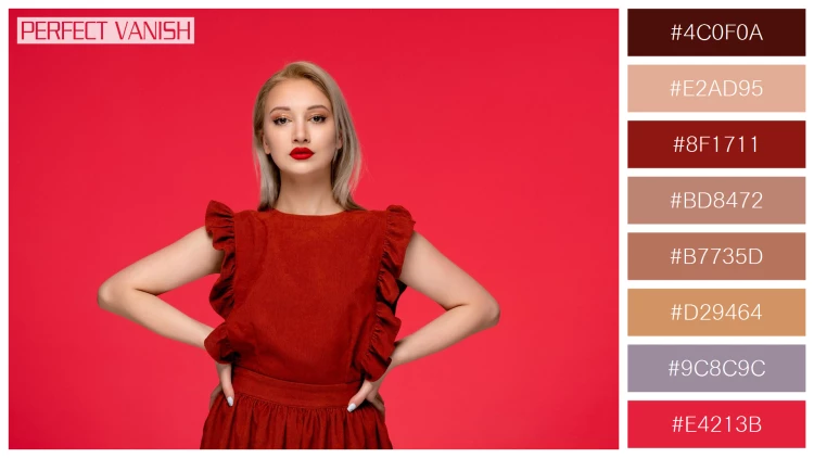 ファッショナブルな女性モデルの無料配色パターン 8色 フリー red dress elegant