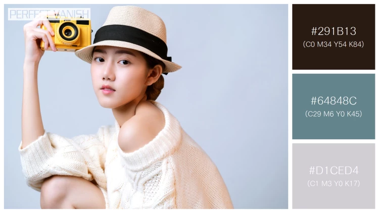 ファッショナブルな女性モデルの無料配色パターン 3色 フリー attractive beautiful asian