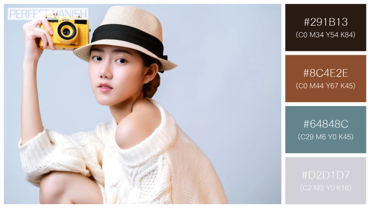 ファッショナブルな女性モデルの無料配色パターン 4色 フリー attractive beautiful asian