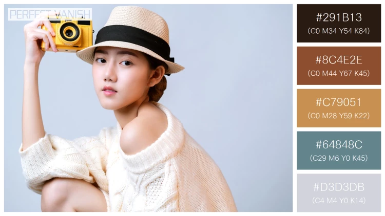 ファッショナブルな女性モデルの無料配色パターン 5色 フリー attractive beautiful asian