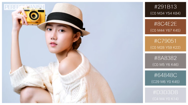 ファッショナブルな女性モデルの無料配色パターン 6色 フリー attractive beautiful asian