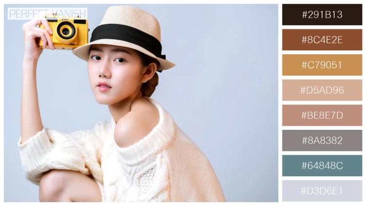 ファッショナブルな女性モデルの無料配色パターン 8色 フリー attractive beautiful asian