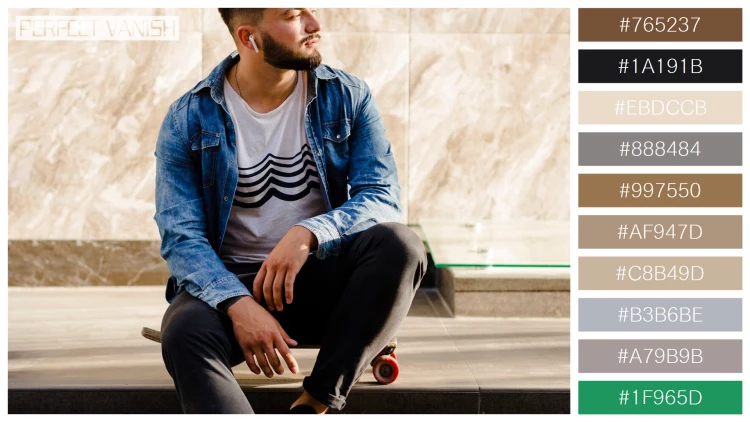 スタイリッシュな男性モデルの無料配色パターン 10色 フリー skateboarder sitting staircase
