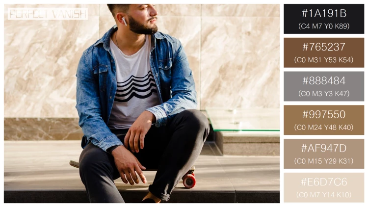 スタイリッシュな男性モデルの無料配色パターン 6色 フリー skateboarder sitting staircase