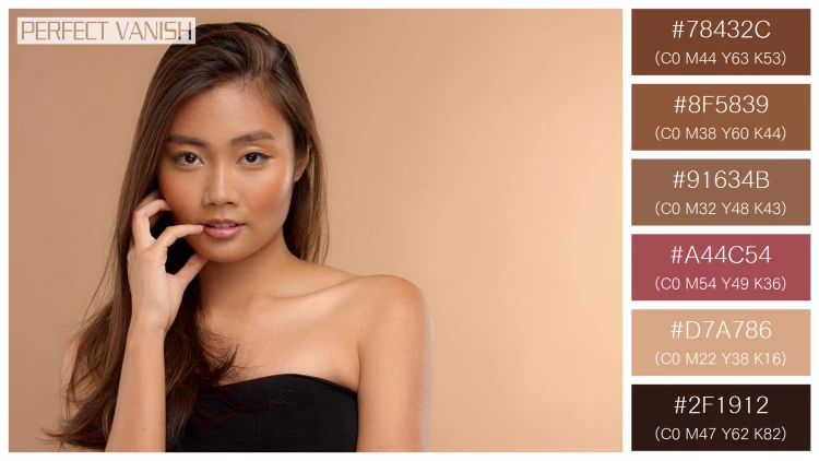 ファッショナブルな女性モデルの無料配色パターン 6色 フリー thai asian model
