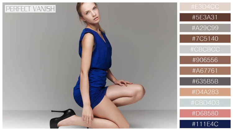ファッショナブルな女性モデルの無料配色パターン 12色 フリー girl blue dress