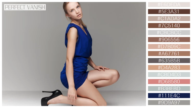 ファッショナブルな女性モデルの無料配色パターン 15色 フリー girl blue dress