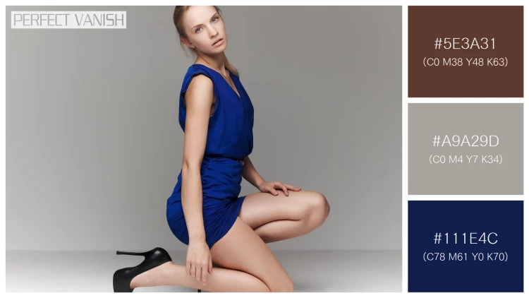 ファッショナブルな女性モデルの無料配色パターン 3色 フリー girl blue dress