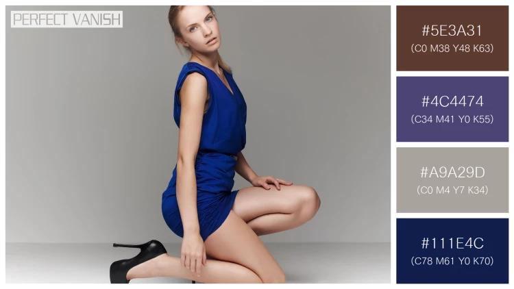 ファッショナブルな女性モデルの無料配色パターン 4色 フリー girl blue dress