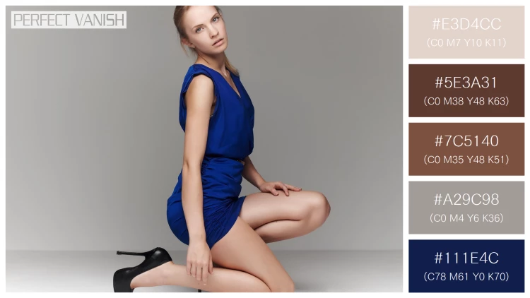 ファッショナブルな女性モデルの無料配色パターン 5色 フリー girl blue dress