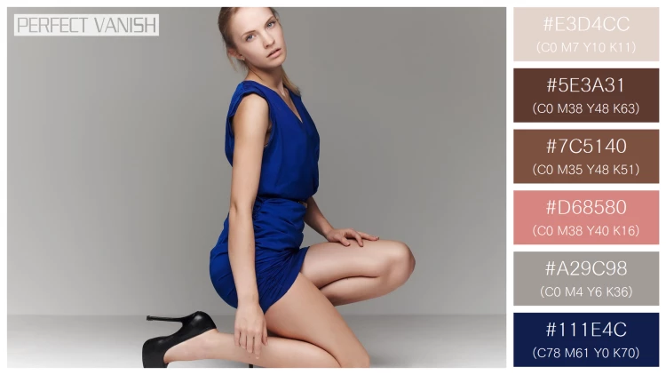 ファッショナブルな女性モデルの無料配色パターン 6色 フリー girl blue dress
