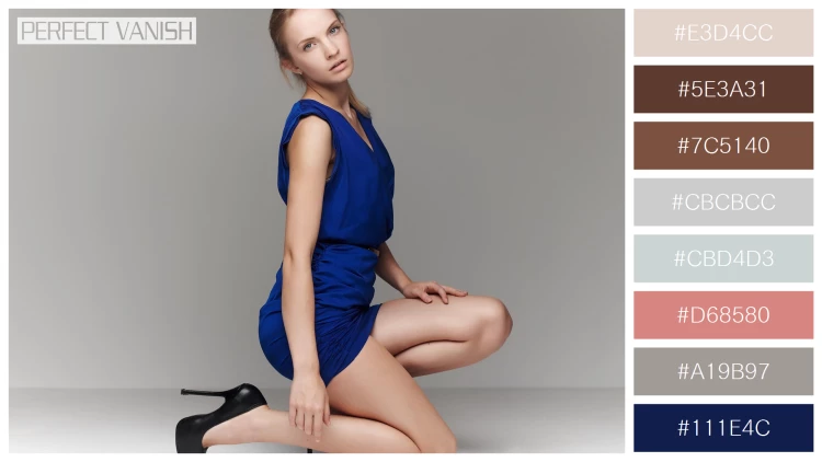 ファッショナブルな女性モデルの無料配色パターン 8色 フリー girl blue dress
