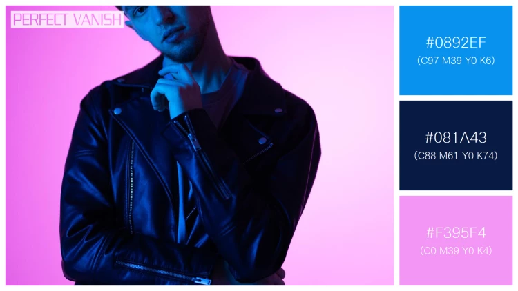スタイリッシュな男性モデルの無料配色パターン 3色 フリー neon light studio